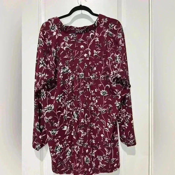 J Jill Georgette Dark Floral Blouse Tunic Size LG NWOT - Picture 5 of 8